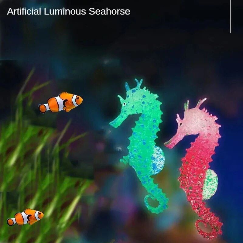 Aquarium Fish Glow In The Dark - Decorações para Aquário: Cavalo-marinho de Silicone