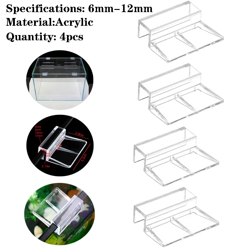Aquarium Fish Elevator - 6mm/8mm/10mm/12mm 4 pçs clipes acrílicos do