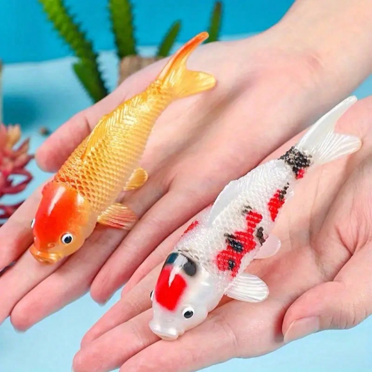 Aquarium Fish Yellow - Peixe koi artificial colorido, 2 peças,